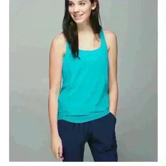 LULULEMON WILD TANK HEATHER BLUE TROPICS/Parallel Stripe Deep Navy Tranquil 6/S - Picture 2 of 13